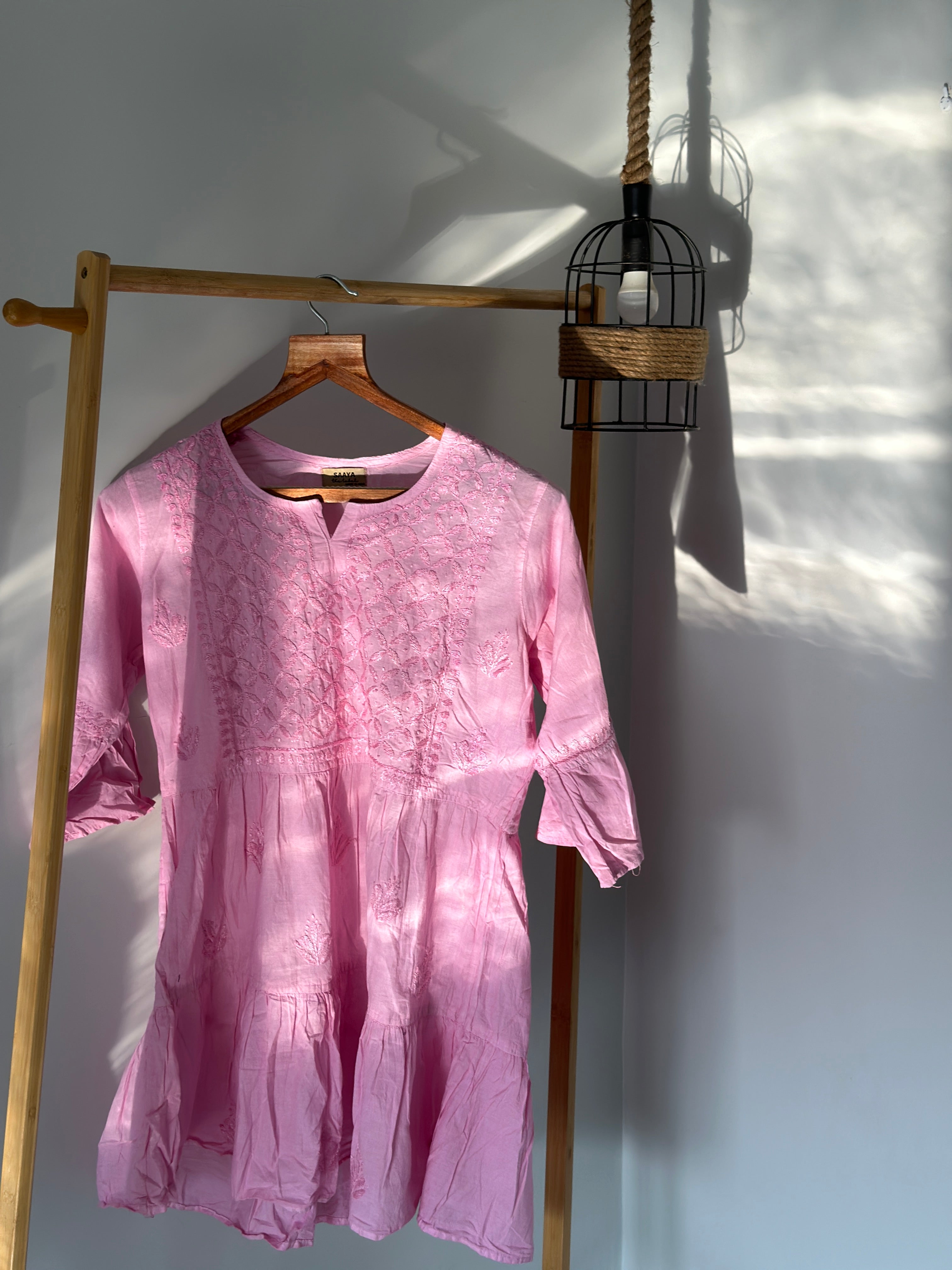 Aina chikankari kurti in Purple