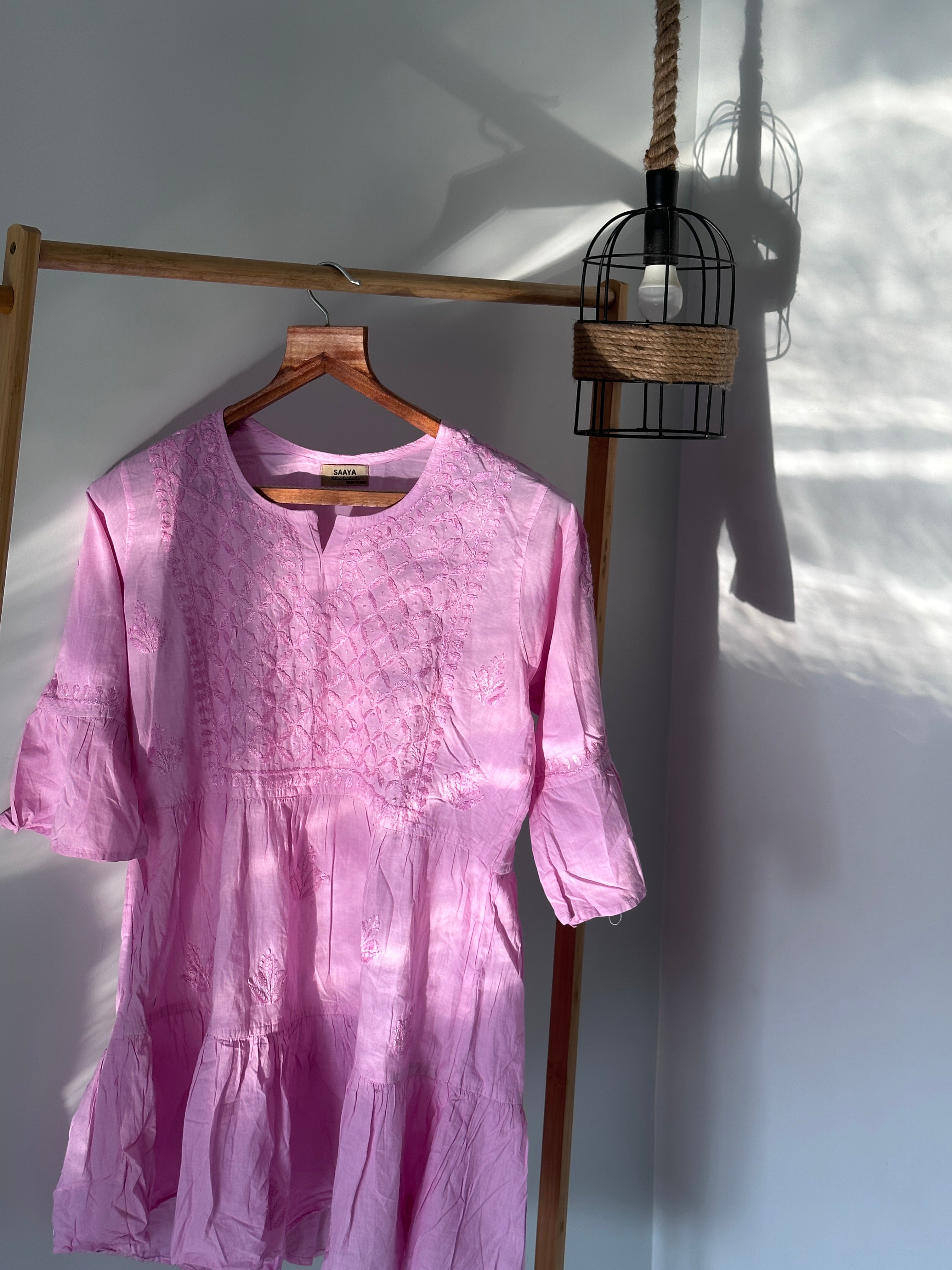 Aina chikankari kurti in Purple