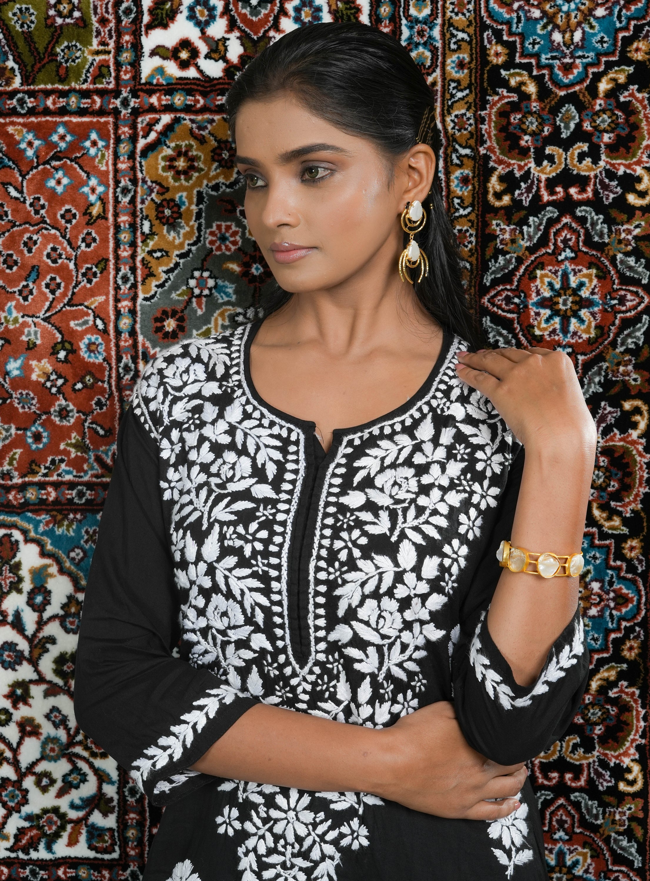 AAYAT - SET OF 2 WITH PALAZZO IN BLACK