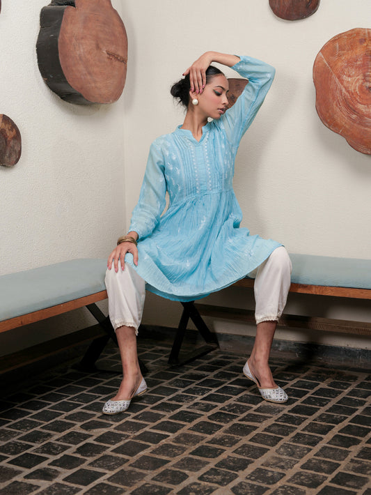 RUMI - LONG KURTA IN POWDER BLUE