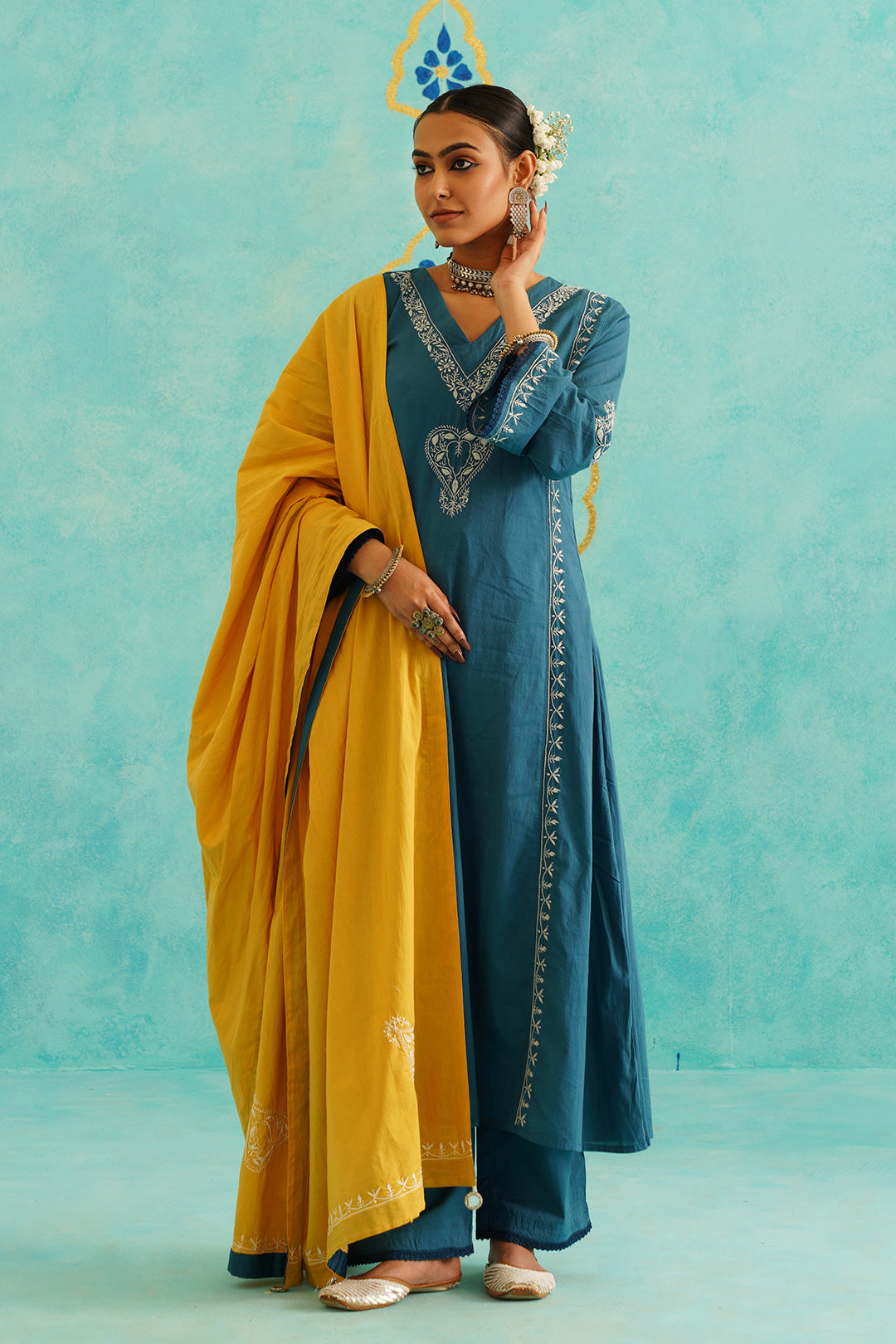 DUA - SET OF THREE IN BLUE - MUSTARD