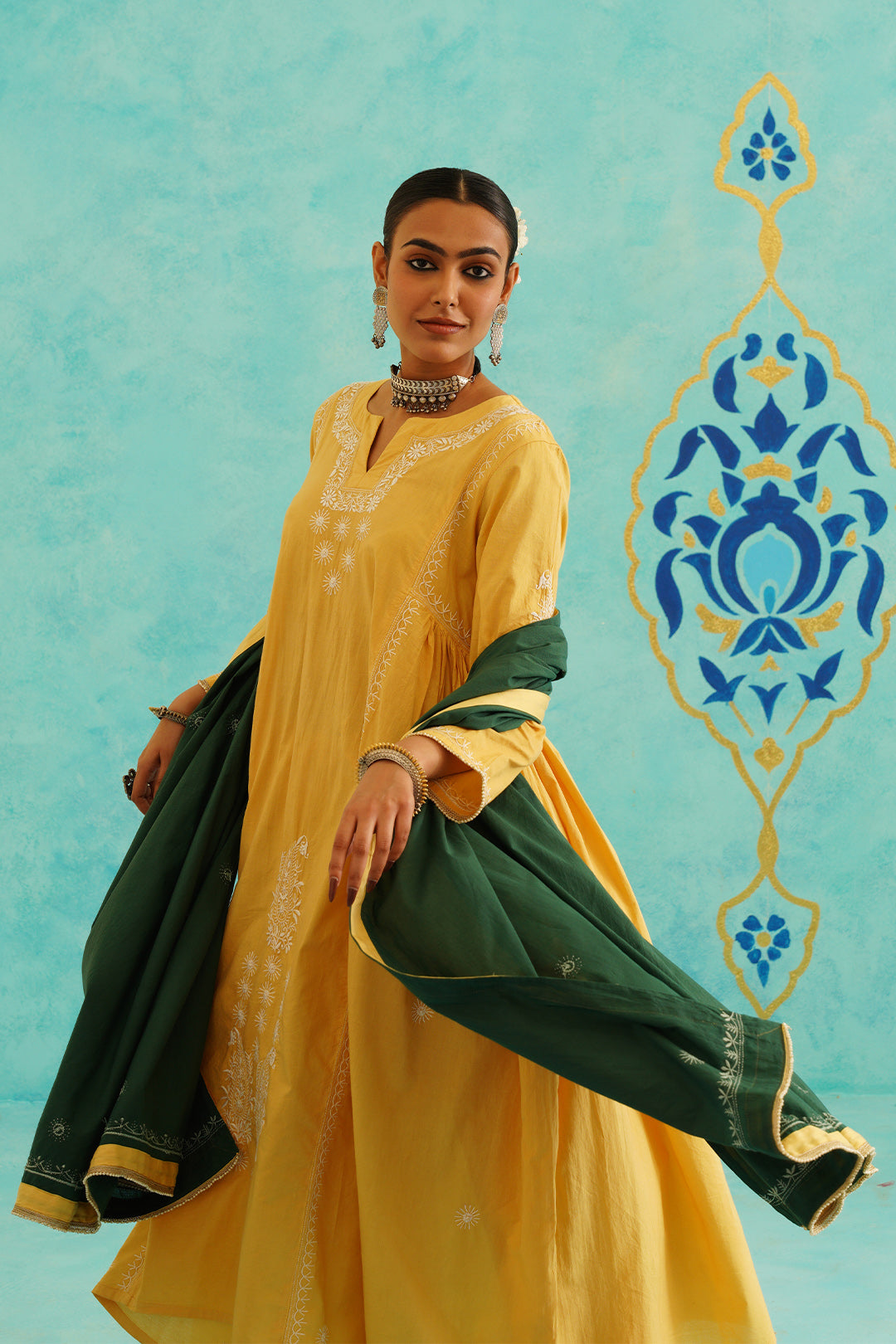 NAZIA - SET OF THREE IN MUSTARD - GREEN