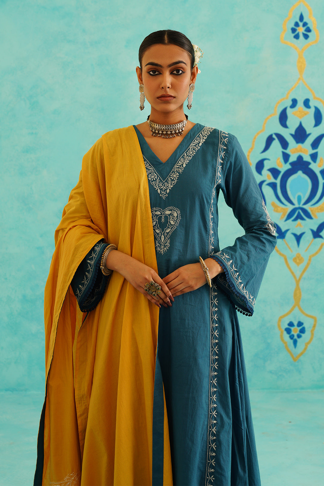 DUA - SET OF THREE IN BLUE - MUSTARD