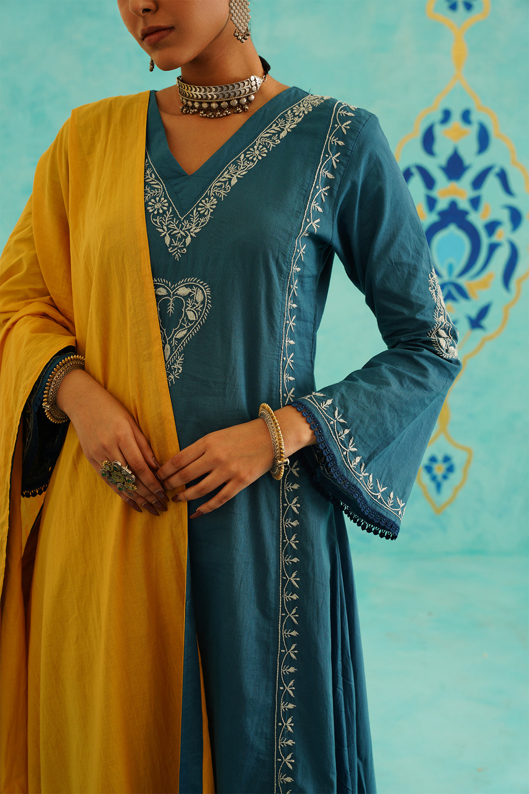 DUA - SET OF THREE IN BLUE - MUSTARD