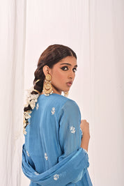 NAYAAB - CHANDERI SUIT SET IN BLUE