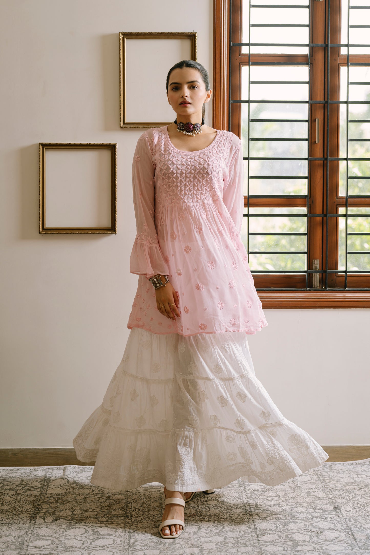 'RIZAA' KURTA WITH LAYERED GHARARA