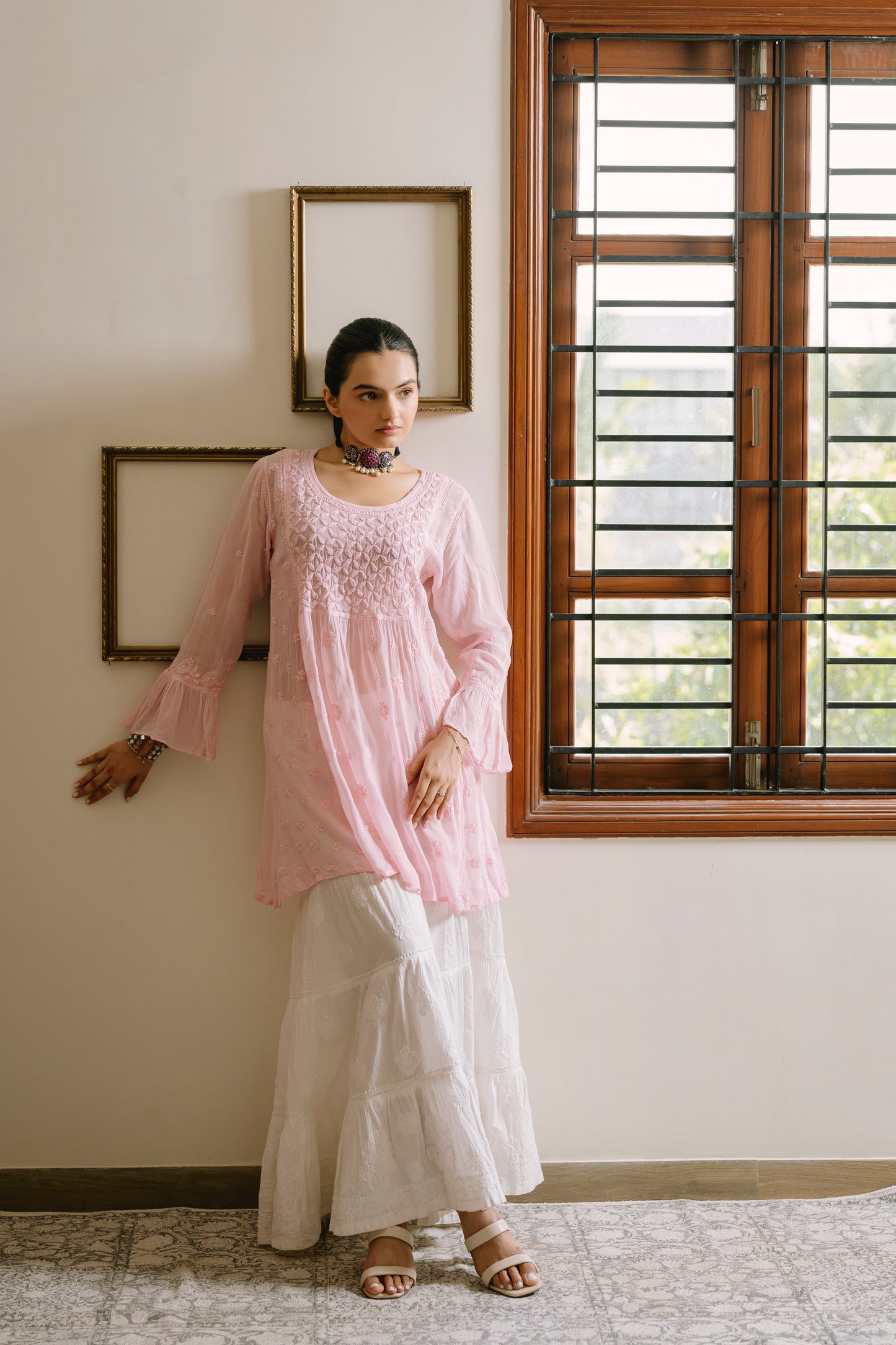 'RIZAA' KURTA WITH LAYERED GHARARA