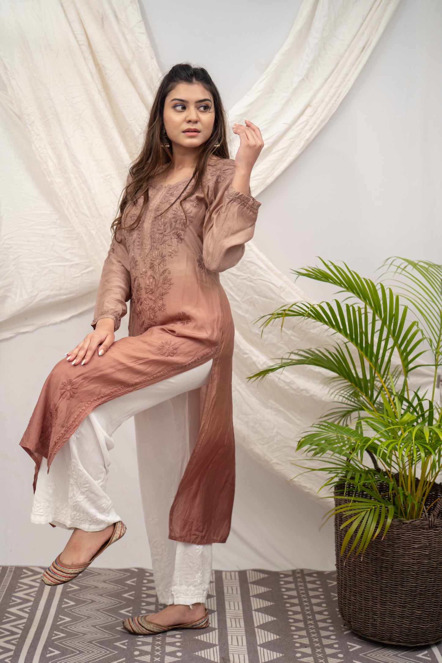 'ARYA' MUSLIN- SET OF 2 IN BROWN OMBRE