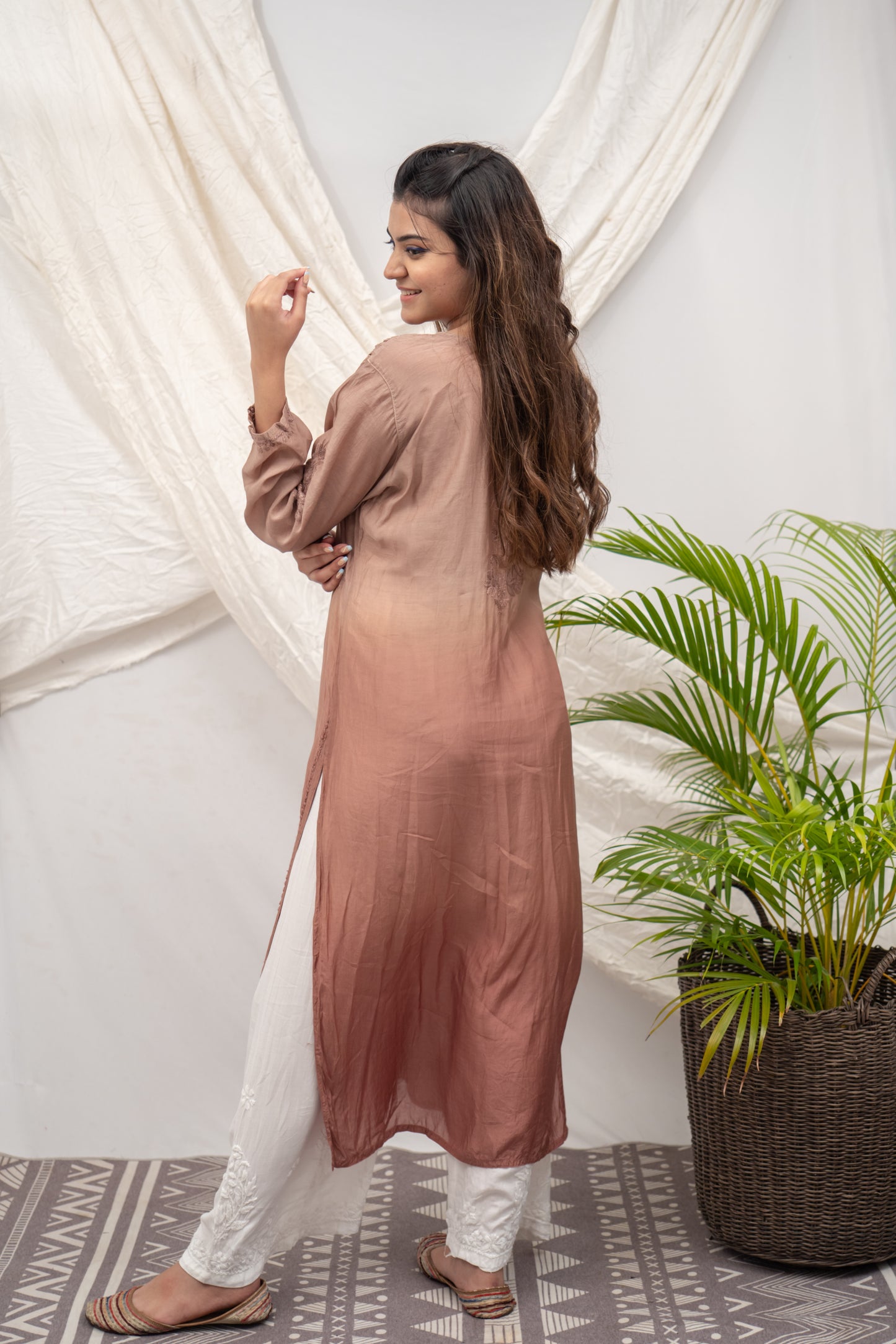 'ARYA' MUSLIN- SET OF 2 IN BROWN OMBRE