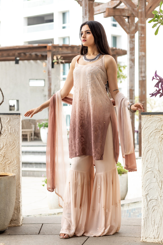 'NOOR' CHIKAN MUKAISH- SET OF 3 IN MAUVE OMBRE