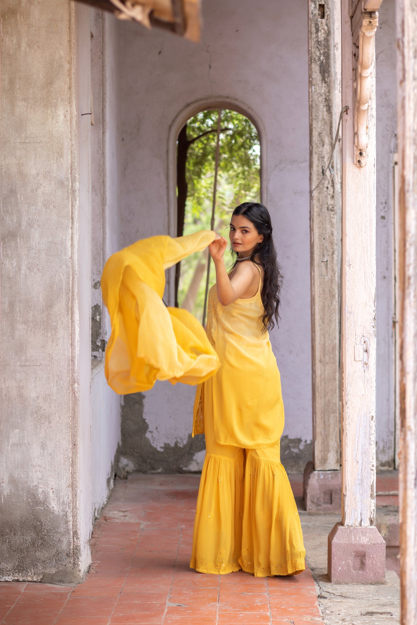 'NOOR' CHIKAN MUKAISH - set of 3 in shades of yellow