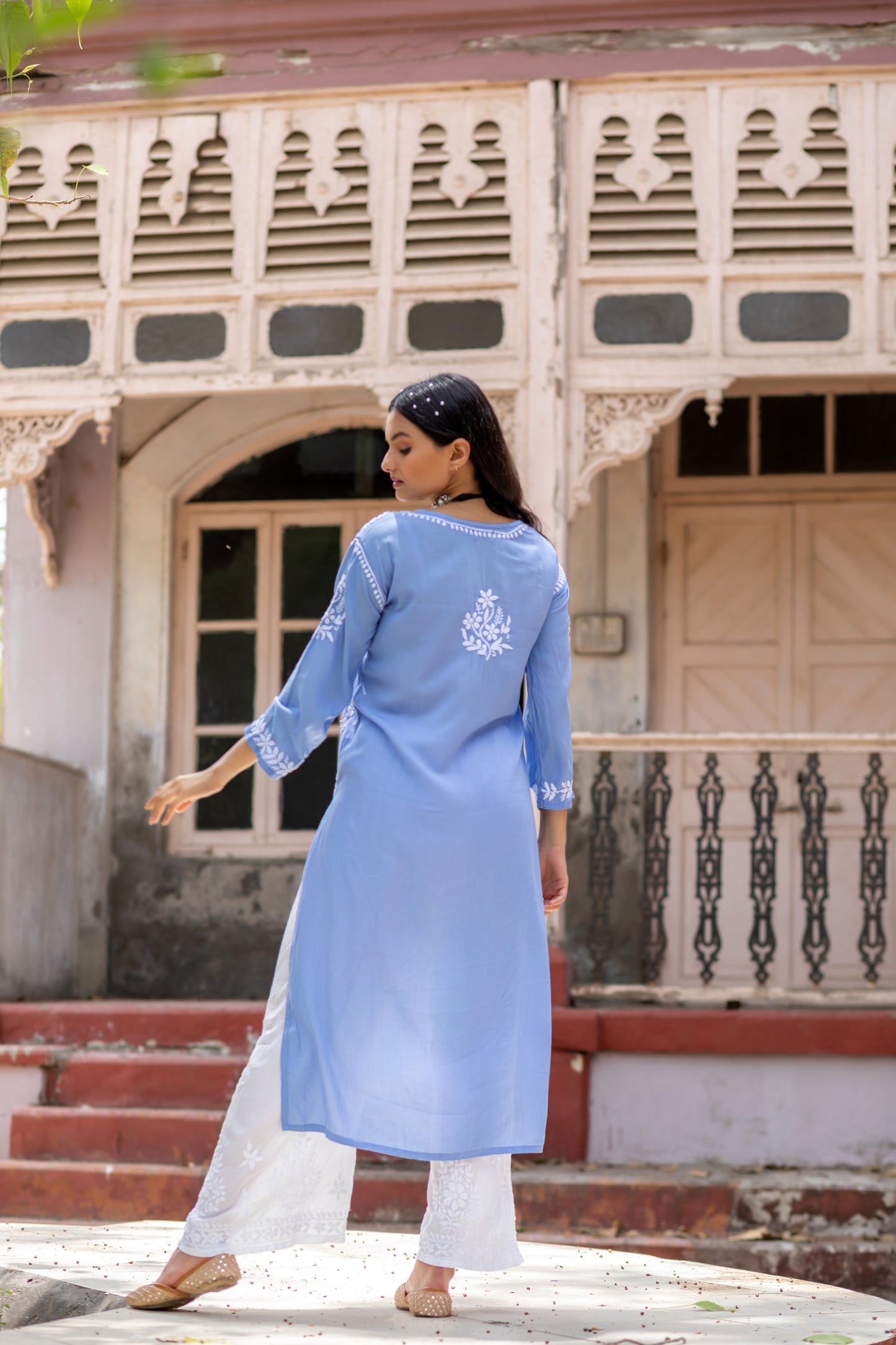 AAYAT- SET OF 2 WITH PALAZZO IN ICE BLUE