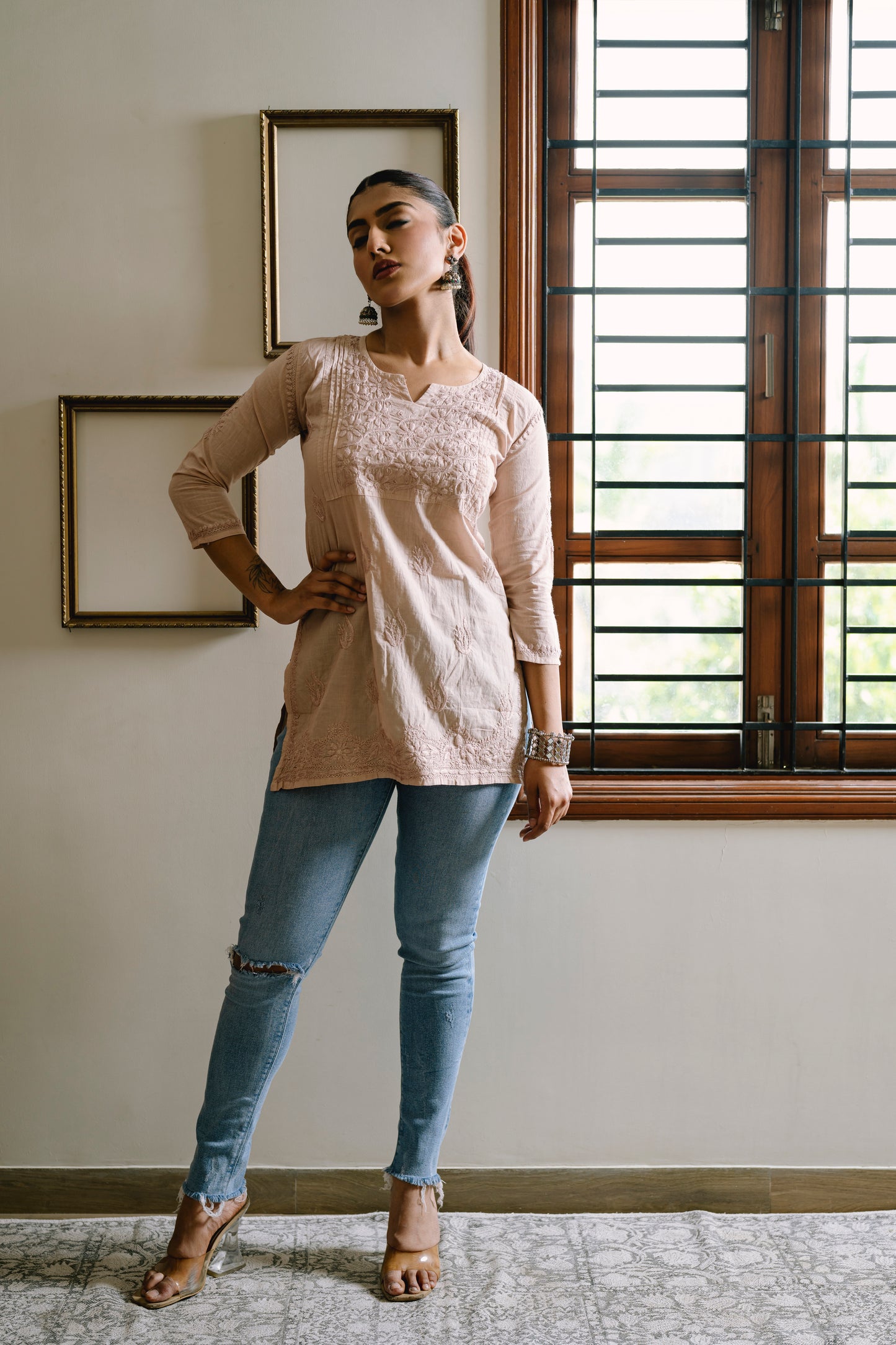 'SAIRA' SHORT KURTI IN BROWN