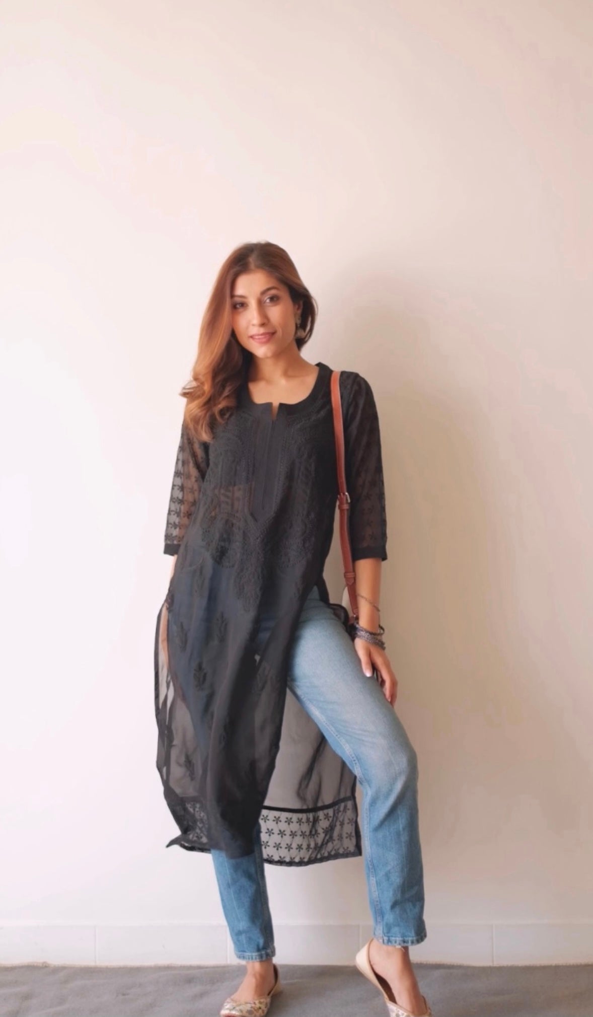 UPALINA IN 'BLACK CHIKAN KURTI'