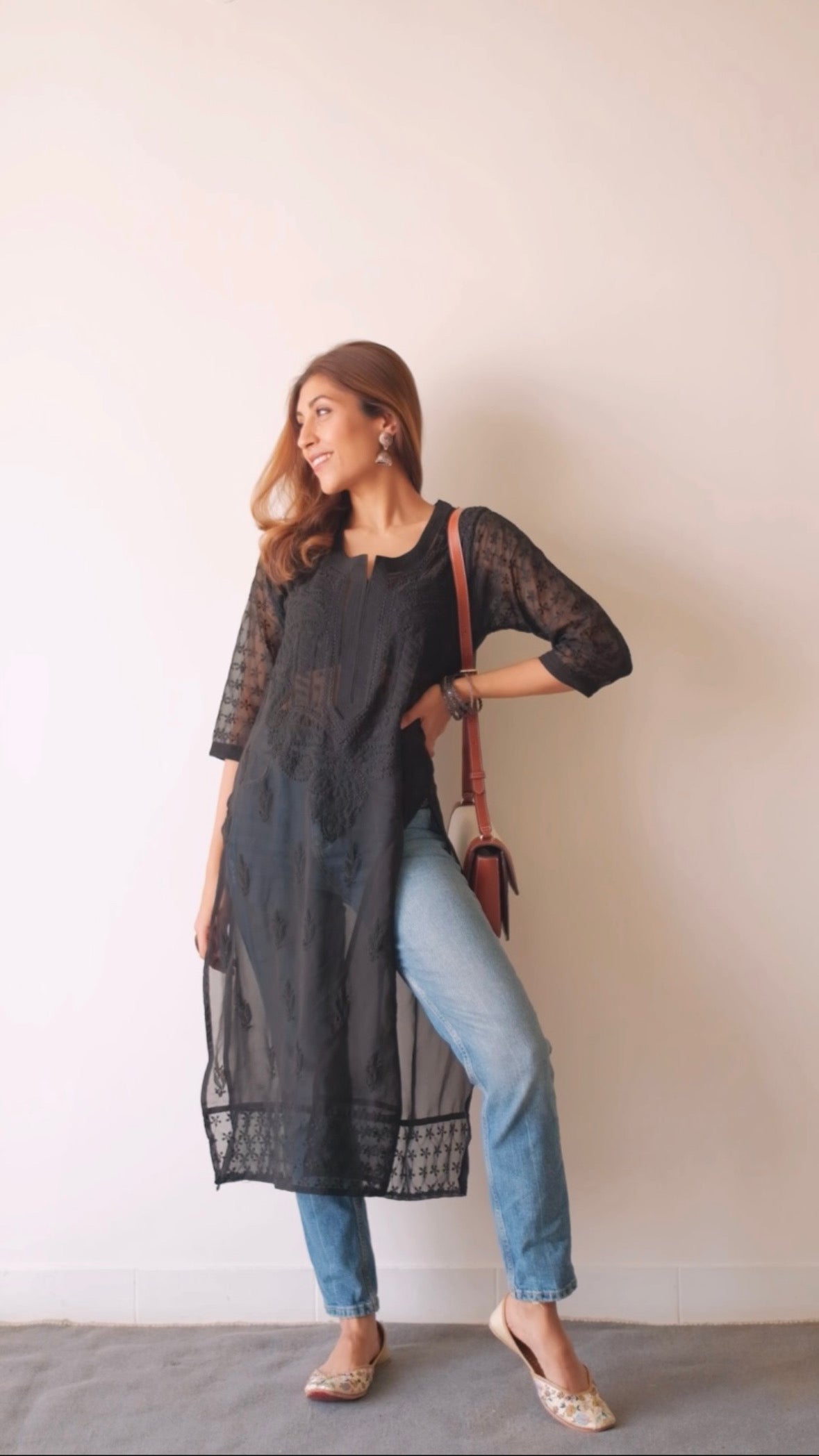 UPALINA IN 'BLACK CHIKAN KURTI'